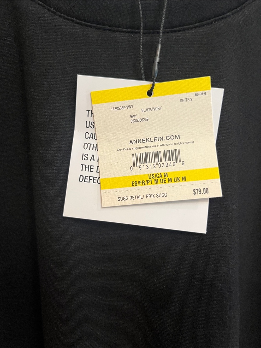 Anne Klein Black Top with Cream Ruffle Hem and Neck - Picture 3 of 6